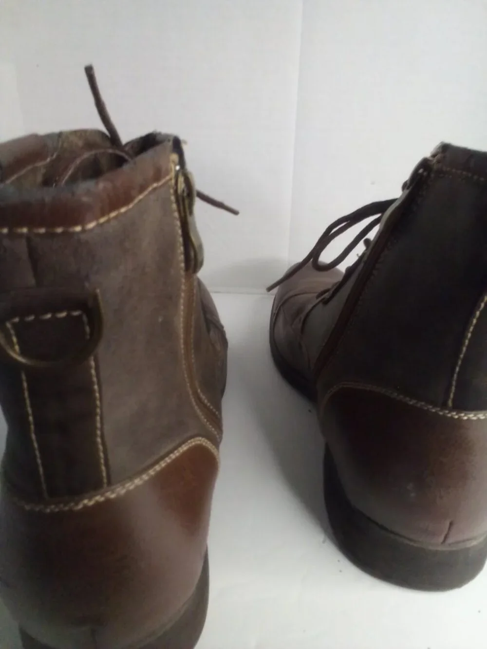Steve Madden Boots Men 11.5 M Lace Up Zipper Leather Ankle